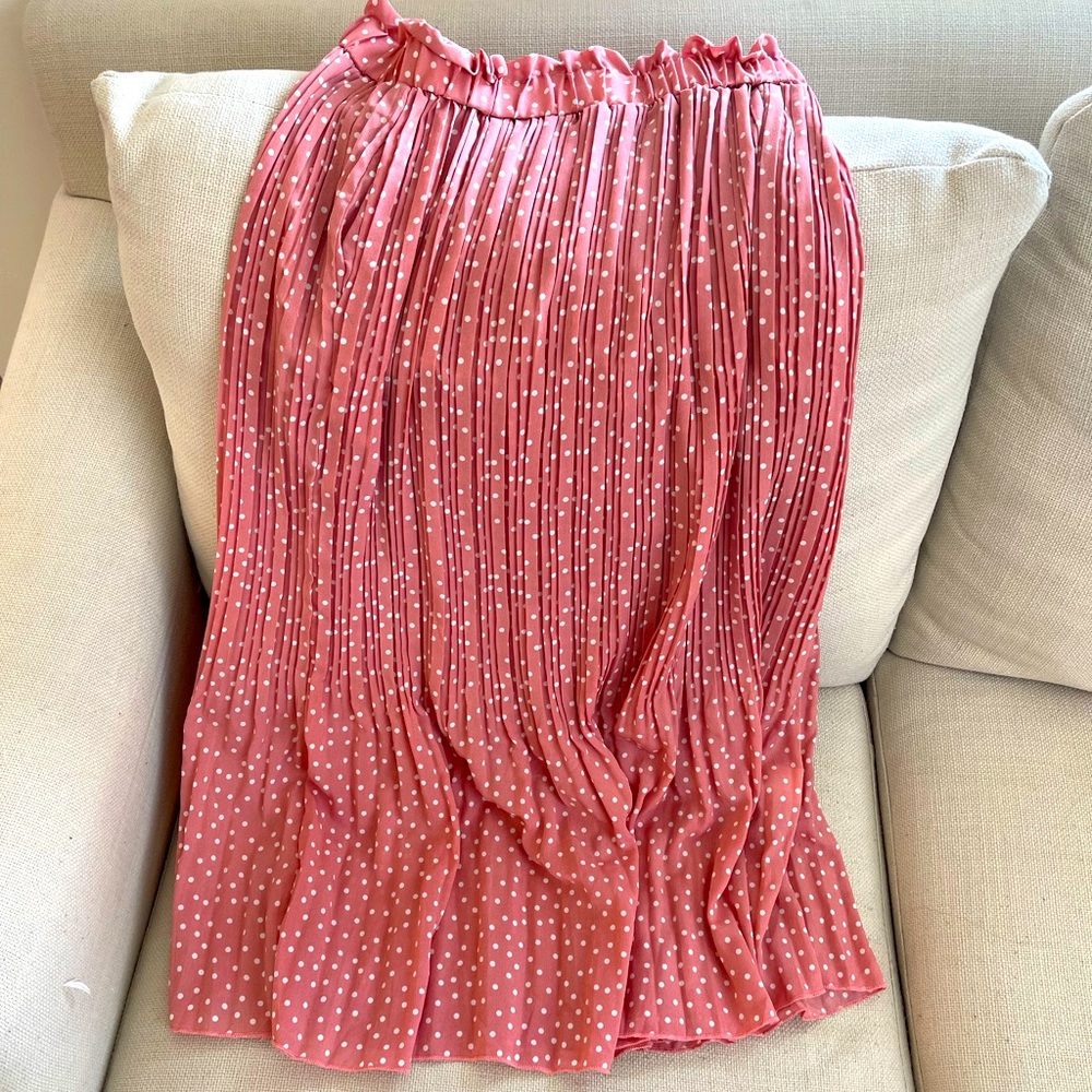 Pink midi polka dot skirt